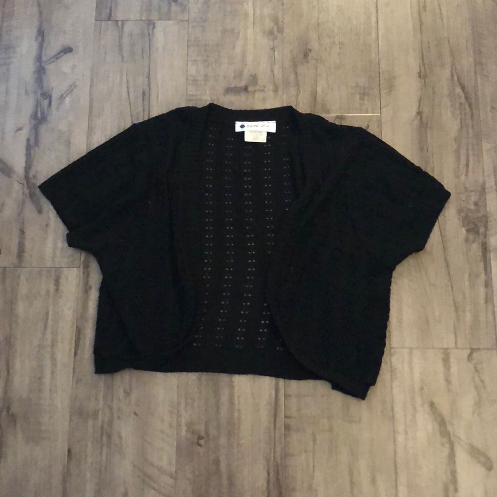 Black Short Sleeve Cardigan.